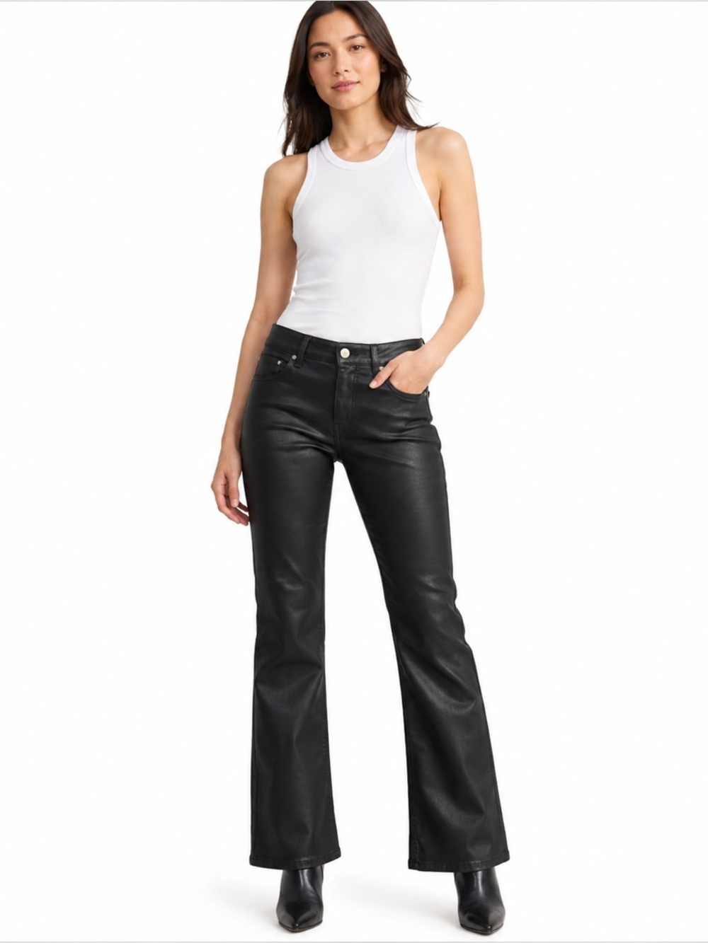 Pilcro Black Coated Bootcut Stretch Jeans Petite 26P
